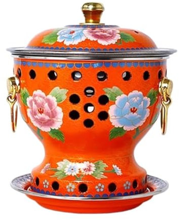 Hot Pot Cloisonné Single Enamel Pot Small Hot Pot Meal Alcohol Pot Household Single Oil Hot Pot Pure Copper Pot Chafing Dish (Color : Orange, Size : A)