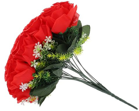 VINTORKY Bouquet Artificiali Per Cimitero Rosse Decorazione Per Memoriale e Cerimonie Funebri Sbiadire