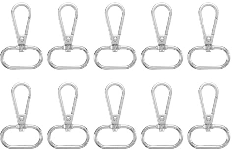 QUARKZMAN 10 Piezas de Mosquetones Giratorios, Anillo Ovalado de 20mm, Gancho de Langosta de Metal con Cierre de Presión para la Fabricación de Bolsos, Llaveros, Plata