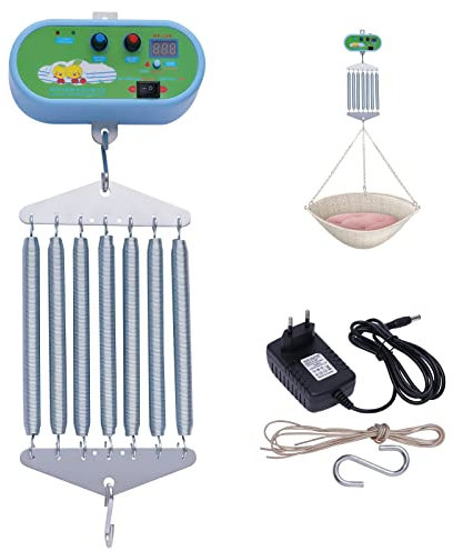Elektrisch Federwiege, Federwiege Motor Einstellbare Tragfähigkeit 19kg, Motor Federwiege Elektrisch 60-240 Minuten Timer-Funktion Anzeige, Elektrische Babyschaukel Controller mit Musikfunktion