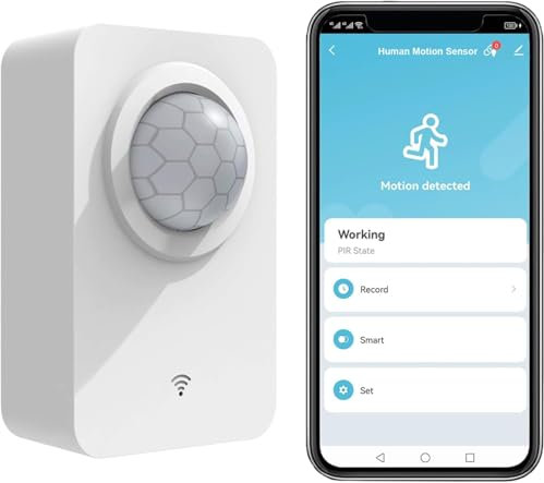 Sensor de movimiento Inteligente PIR Detector de movimiento: Infrarrojo WiFi Movimiento Detector de movimiento inalámbrico con alimentación de batería y USB, aplicación de monitor compatible con Alexa