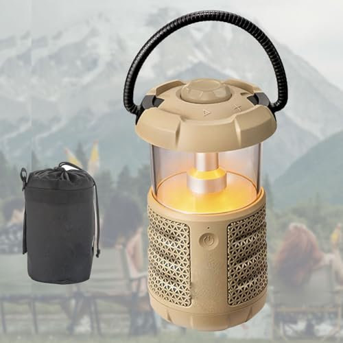 Portable Waterproof Bluetooth Speaker, Rechargeable Camping Light with Micro SD Card Slot for Camping, Shower, Pool, Beach and Bedroom, Cool Electronic Gadgets Gifts for Outdoor Men & Women, Black