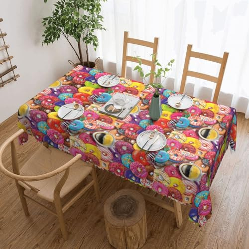 Kashinn Tovaglia rettangolare con stampa di ciambelle e caffè per sala da pranzo, per interni ed esterni, resistente alle macchie e alle fuoriuscite