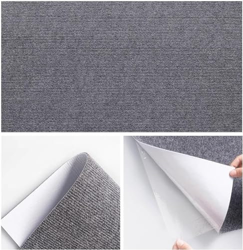Teppichfliesen Selbstklebend Teppichfliesen für Zuhause, langlebig, selbstklebend, 30 x 30 cm, abziehbar und aufklebbar, waschbare Bodenmatte, einfaches Selbermachen, Schutz, 14 Stück (grau), grau