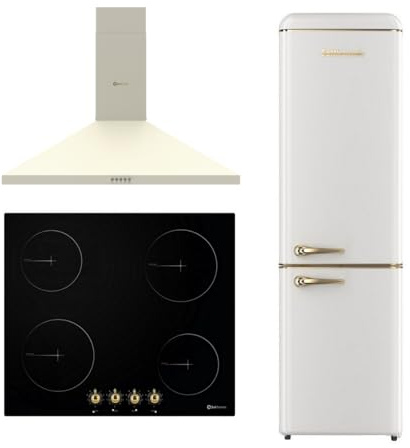 SOLTHERMIC PACK 3 EN 1 CREMA PLACA VITROCERÁMICA 4 FUEGOS PVTC60 59x52cm + CAMPANA DECORATIVA 60 CM COLOR CREMA hasta 400m3 + COMBI 2 PUERTAS F2P188 280 L 188 x 55