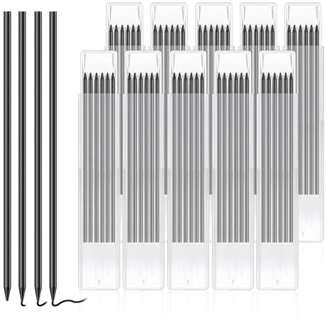 Puniama 60Pcs Pencil Refills – 2.8mm Graphite Leads for Deep Hole, Pica, Carpenter & Joiners Pencils – Ideal for Construction, Woodworking, and Marking in Hard-to-Reach Areas (Black)