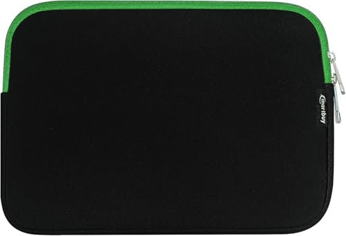 Emartbuy Custodia morbida in neoprene resistente all'acqua, con cerniera, compatibile con tutti i tablet iPad Mini da 7,9 e 8,3 (neoprene nero/verde)