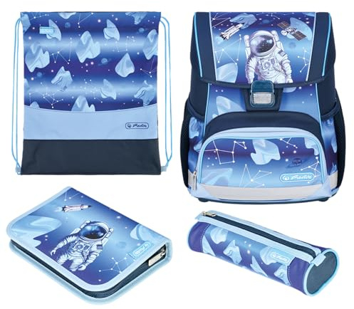 herlitz Schulranzen Set 4-teilig Loop 17 L Ergonomischer Tornister mit geringem Gewicht 1. Klasse Junge Mädchen Kinder
