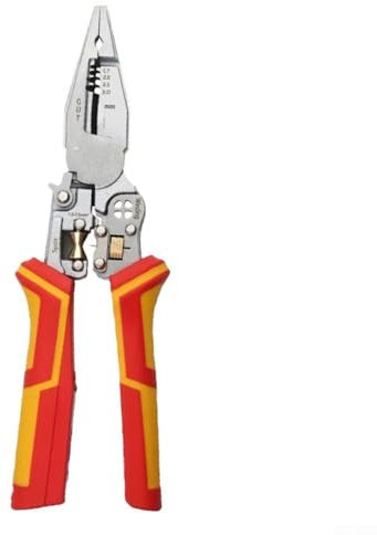 8-in-1 Insulated Wire Stripper Tool with Voltage Tester Ergonomic Grip, Insulated Wire Stripper Tool Featuring Voltage Tester And Ergonomic Grip For Extended Use(Red and yellow)