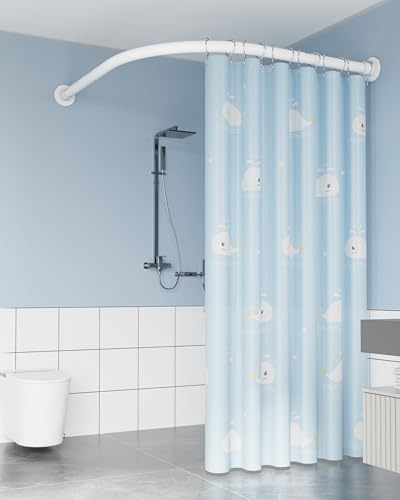 Barra Para Cortina De Ducha Semicircular, Barra Cortina Ducha Esquinera En Forma De L, Barra De Cortina Ducha Curva Extensible, Acero Inoxidable Sin Flacidez, Blanco(Size:A 70-95*70-95cm,Color:blanco)