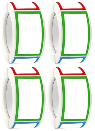Rechteckige Etiketten Aufkleber 4 Rollen Selbstklebend | 250 Blatt Je Rolle, Farbiges Blanko Format zum Beschriften, für Behälter und Gläser im Haushalt