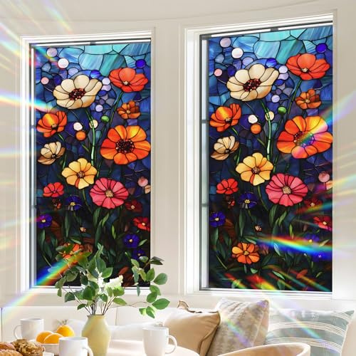 Window Privacy Film Frosted Glass Window Sticker Window Film Static Glass Cling Tint Non-Adhesive for Home Door Decorative Frosting Cover 17.5 X 78.7 inch