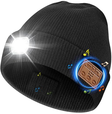 UNBON Regalo Uomo, Regali Natale Originali, Idee Regalo Natale 2025, Regali Uomo papà per Lui Compleanno Anniversario Secret Santa, Gadget Tecnologici Utili, Cappello Berretto Bluetooth con Luce LED