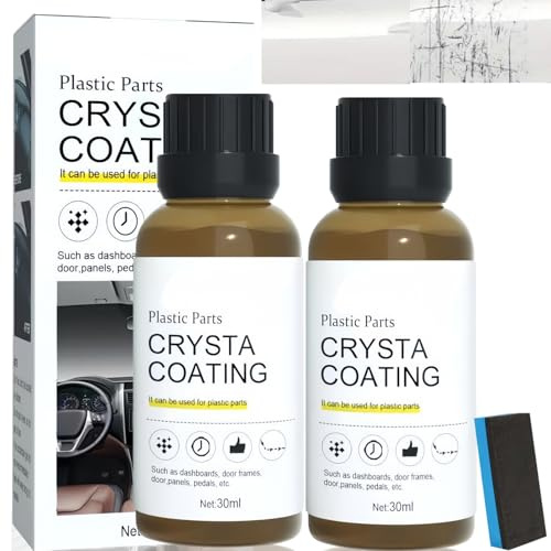 30ML Crystal Coating Plastic Restoration,Car Plastic Restorer with Sponge,Plas/tic Restorer Dashboard Cleaner,Automotive Interior Cleaner Ca/r,30ML C/ar Pl/astic Res/torer Black with Spo/nge (2PCS)