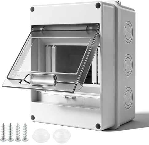 Scatola Elettrica da Esterno IP65 Impermeabile con 5 Moduli | Morsettiera Integrata, Porta Trasparente, Quadro Elettrico Resistente per Giardino, Garage, Cave e Aree Esterne