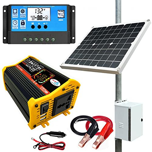 Solar Panel Kit with Inverter – 500W Continuous / 800W Peak Pure Sine Wave, 18W Portable Solar Panel for Home, RV, Boat, Shed & Camping