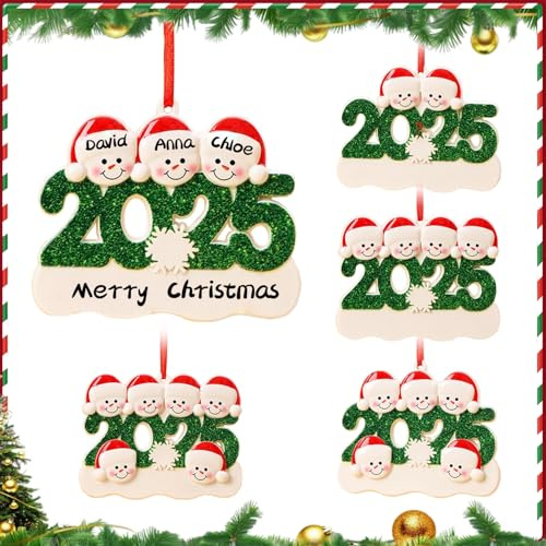FestiKiva Personalisierte Weihnachtskugeln 2025 – 3D-Resin-Schneemann Ornamente mit 2–6 Namen – Weihnachtsanhänger personalisiert für Familie & Freunde, einzigartige Weihnachtsdeko (Schneemann-3)