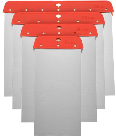 4 Pcs Spatules Japonaises, Spatules Mastic Carrosserie, 50/80/100/120 mm Spatule Carrosserie, Spatule à Papier en acier inoxydable pour protection de peinture, grattoir à papier peint