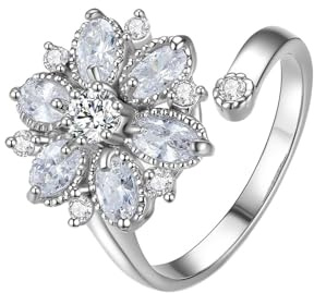 Ayoiow Vorsteckring Weißgold 585 14K, Blume Weiß Moissanit Ehering Damen Weissgold, Eheringe 585