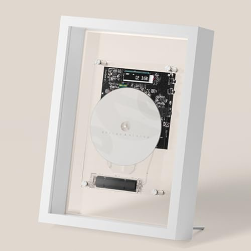 Music Frame Cd Player, Wall Mountable Cd Player Frame Decorative, Dual Play Mode, LED Digital Display, W/Remote Control, for Home/corridor/Office/Wall Decor (white)