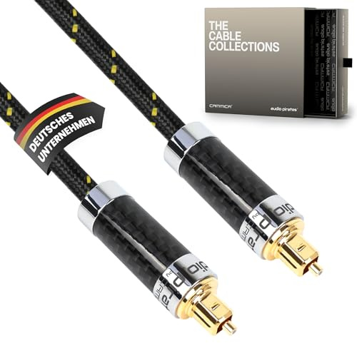 audio pirates by cammica | 1,0m | Oberklasse | optisches TOSLINK Glasfaserkabel | Digitales SPDIF-Kabel | OD: 5.0mm | Premium-Japan-Fibre | Nylon-Ummantelung | vergoldet | PERFECT COLLECTION