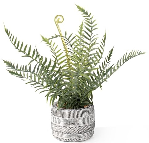 Fakeplant Artificial Boston Fern Potted Plant, Fake Fern Bushes in Pot for Indoors & Outdoors, Realistic Greenery House Plant in Pot for Desk Shelf Bathroom Kitchen Farmhouse Tabletop Home Office