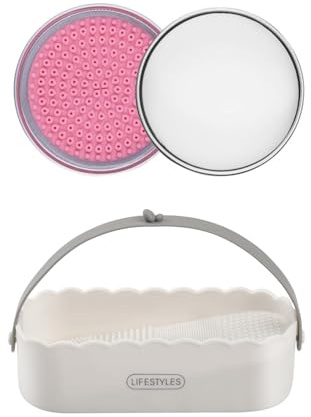 DUcare Makeup Brush Cleaner Set - Solid Soap with Silicone Cleaning Mat, 2-in-1 Deep Clean & Dry Kit for Brushes & Sponges