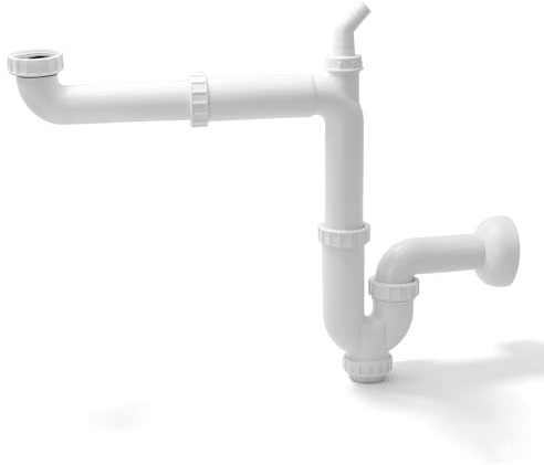Lurtgex® Raumsparsiphon 1 1.5 Zoll Syphon Küche Spülbecken 40mm Anschluss | Ablaufgarnitur Spüle Siphon Waschbecken Mit Waschmaschinenanschluss Spülmaschine Und Waschmaschine Abflussrohr