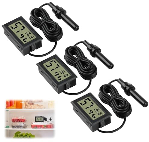 3Pièces Thermomètre Hygromètre,Hygrometre Couveuse,Hygrometre Terrarium,ThermomèTre Numérique Avec Sonde Externe Imperméable,Thermomètre Avec Sonde Externe, pour Aquarium SalleReptile Incubateur