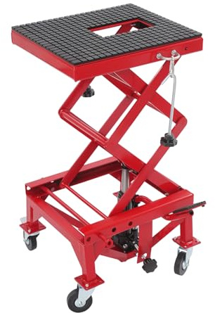 Hydraulischer Motorradhebebühne, Tragfähigkeit 200kg Mobil Motorradheber Stahl-Scherenhebebühne mit 35-87cm Hebebereich Hebebühne Motorrad-Montagebock für Garage, Geschäft 41x34cm