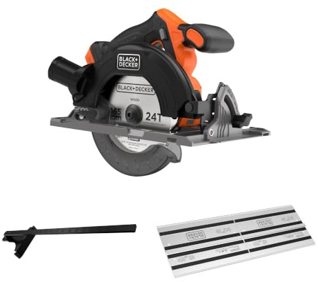 BLACK+DECKER Sega circolare a batteria senza spazzole, solo utensile - senza batteria, sega circolare elettrica con lama da 165 mm, binario di guida e guida parallela, BLCCS78NAZ-XJ