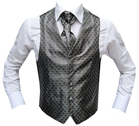 MMUGA Hochzeitwesten Set mit Plastron Schwarz 50