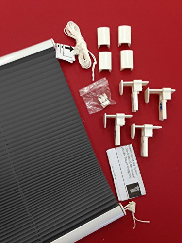 Easy-Shadow Plissee Faltstore Breite x Höhe 55 x 130 cm / 55x130 cm inkl. 4 Stück Klemmträger Farbe grau ohne bohren am Fenster - verspannt Stoff crash / crush - kürzbar / einstellbar in der Höhe