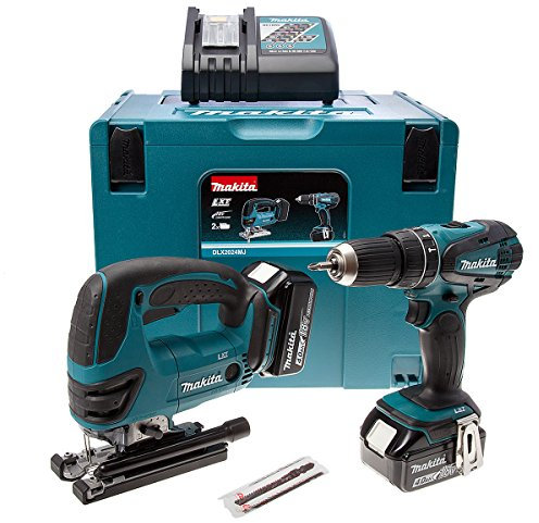 Makita DLX2024MJ DHP456 Combi Drill + DJV180 Jigsaw Cordless Twinpack (2 x 4Ah Batteries) - MakPac Carry Case