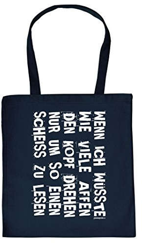 Goodman Design Lustige bedruckte Baumwolltasche : Wenn/Wenn ich wusste wie viele Affen - bunte Tragetasche Farbe: navy-blau