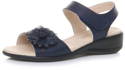 AJVANI Womens ladies low wedge heel hook & loop strap slingback flower comfort leather insole sandals shoes size.