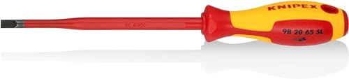 KNIPEX Tournevis, certifiée VDE 262 mm, 98 20 65 SL | (Slim) pour vis à tête fendue poignée isolante bi-matière