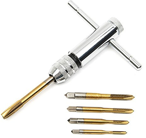 Hakkin verstellbarer M3-M8 3 mm-8 mm HSS-T-Griff, verstellbarer Ratschenschlüssel, Gewindebohrer mit Handbohrer, gold