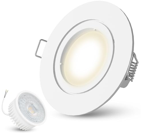 linovum Einbauspot weiß rund LED-Modul 4W neutralweiß flach 36mm inkl LED | Flacher Deckenspot weiß matt - neutralweiß, nur 36mm tief, Ersatz für 50W Halogen, ohne Trafo, inkl. LED-Modul