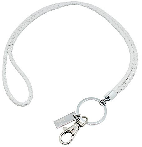 Boshiho PU Leder-Schlüsselband, mit starkem Clip und Schlüsselanhänger für Schlüssel, Ausweiskartenhalter, USB-Stick oder Handy 40,6 cm weiß