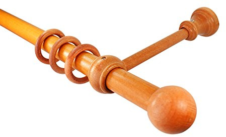 iso-design Gardinenstangen aus Holz Farbe Kirschbaum mit 28 mm Durchmesser Endstück Kugel, 180 cm