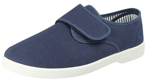 Dr Keller New Mens Canvas Casual Slip On Wide Fit Comfort Bar Deck Trainers Pumps Loafer Flats Shoes - UK Sizes 6-11 (10 UK, Navy V)