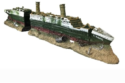SLOME - Décoration pour aquarium en forme d’épave du Titanic - en résine - respectueuse de l’environnement