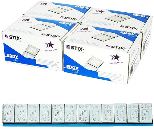 Stix Lot de 400 Poids d’Équilibrage Adhésifs 12x5g Slim 3,8mm Abrisskante Zingués pour Jantes Aluminium Équilibrage de Roues Auto