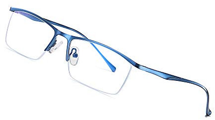 JoXiGo Herren Computerbrille Blaulichtfilter Ohne Stärke UV Blockieren Anti-Müdigkeit Metall Halbrahmen Rechteckig Brillenfassungen + Brillenetuis