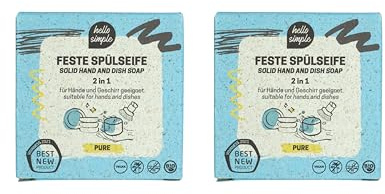 hello simple - Festes Spülmittel ohne Palmöl - Putz-Seife - Zero Waste Abspülen – plastikfrei (Pure, 2 Stück)