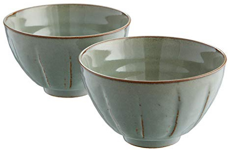 NEZUMI Reisschale Set Porzellan aus Japan Graugrün Ø 12,5 cm, H 7,5 cm