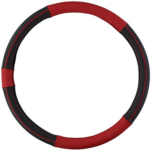 All Ride Lenkradhülle für LKW - für LKW-Lenker - Echtleder - 44-46 Zentimeter - Rot-Schwarz