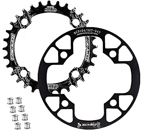 WASAGA Fahrrad Kettenblatt, 104 BCD Kettenblattschutz & 8 Stücke Kettenblattschrauben für Mountainbikes für MTB CNC Crankset 34T 36T 36T 38T 40T 42T Kettenräder