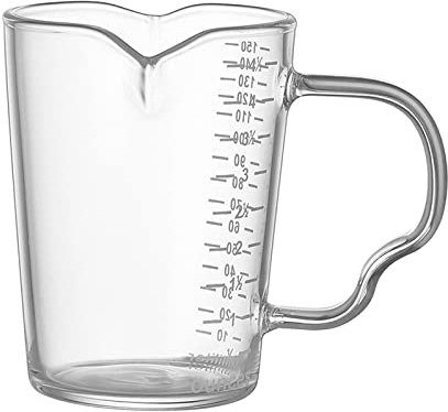 MagiDeal Espresso Glass Measuring Cup Jigger Heat-Resistant Double Spouts Glass with Handle Ounce Measure Cup Drink Shaker Milk, 150ml